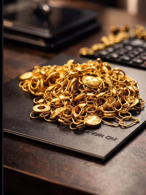 Or et bijoux sur plateau
